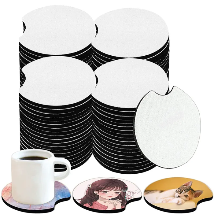 Sublimation Blank Car Coasters Mat Pad Round Opening Blank Coasters Used for DIY Crafts Coaster 0518