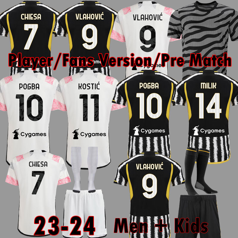 

23 24 VLAHOVIC CHIESA MILIK soccer jerseys fans player version 2023 2024 BONUCCI football shirts kit DI MARIA soccer uniform maglie da calcio men kids sets 111 999, 22 23 kids third socks