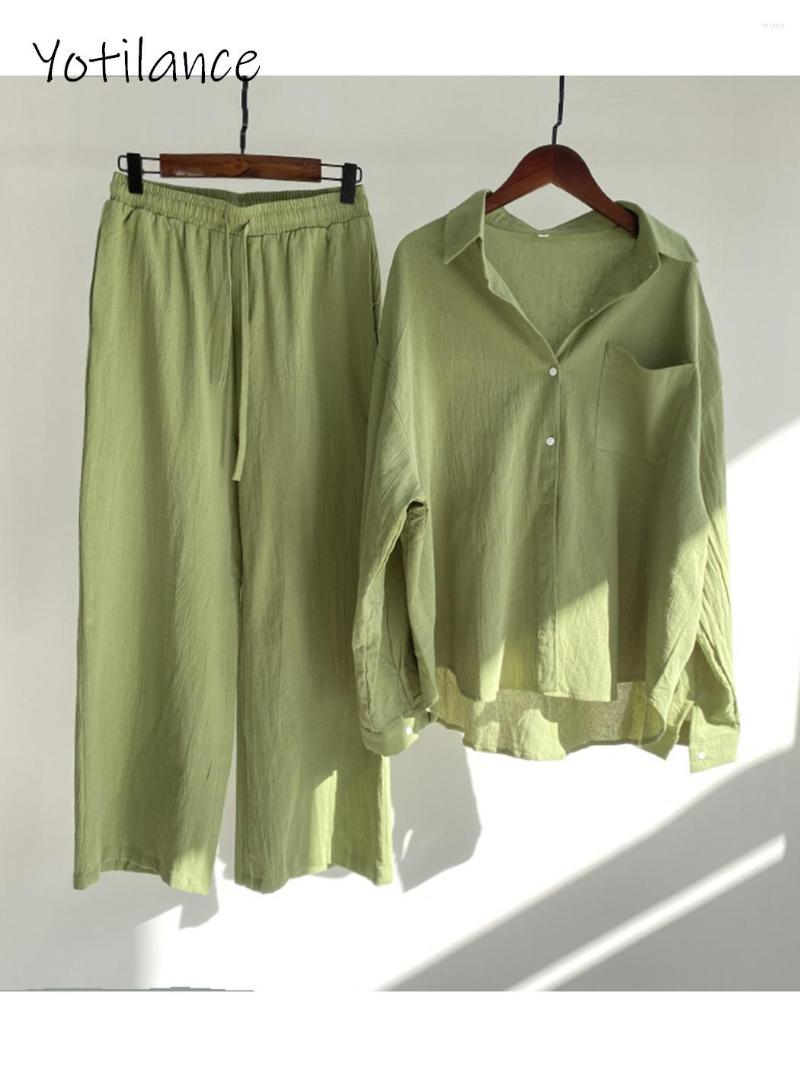 

Women' Two Piece Pants Oversized Sets Women 2023 Summer Clothes Cotton Loose Shirt Wide Leg Set Female Fashion Outfits Suits, Gray