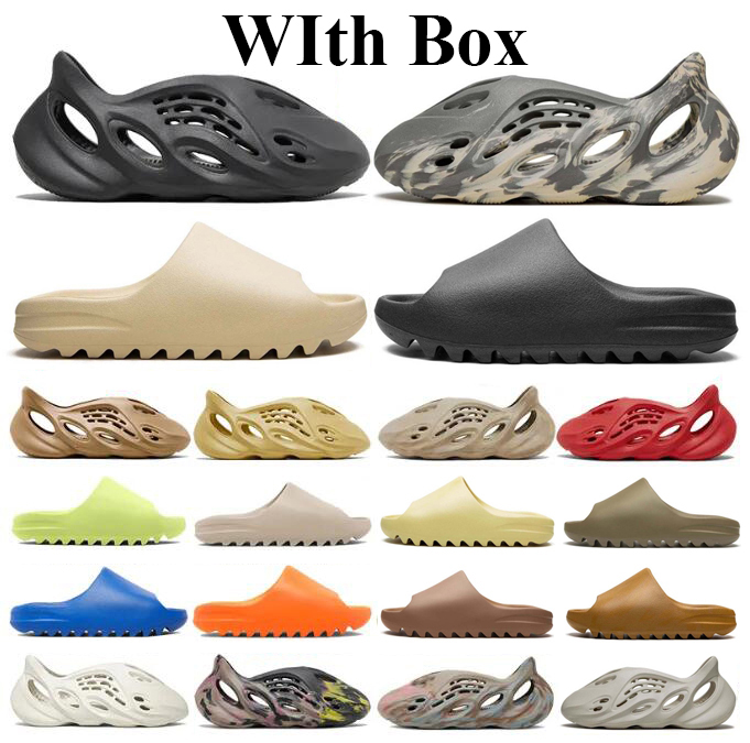 

2023 With Box Top Quality Summer Slides Mens Fashion Slipper Fluorescent Green Bone Resin Desert Sand Moon Grey Earth Brown Women Sandal Sneakers Trainers Size 36-47, 19