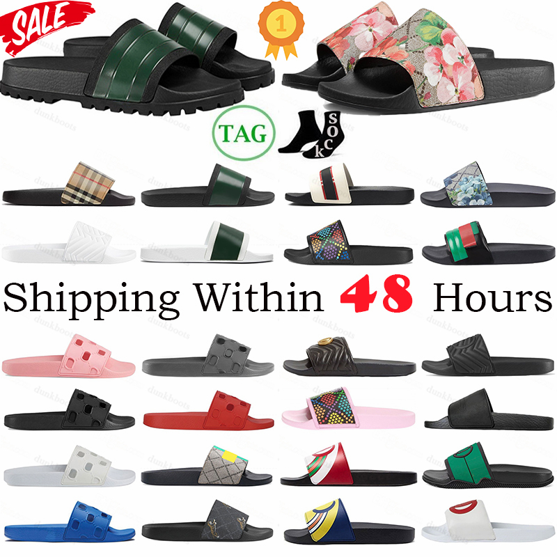 

Designers Slippers Sliders mens Flat Floral Brocade Gear Bottom Flowers Black Bee Tiger Slide Canvas green summer beach Slides women