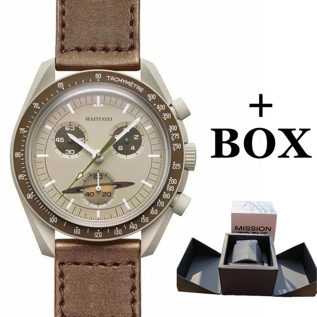 Omegas Bioceramic Planet Mens Watches black Speedmaster Moon Quarz Mission ToThe moon Watches Waterproof Luminous Leather moonswatch Strap Wristwatc