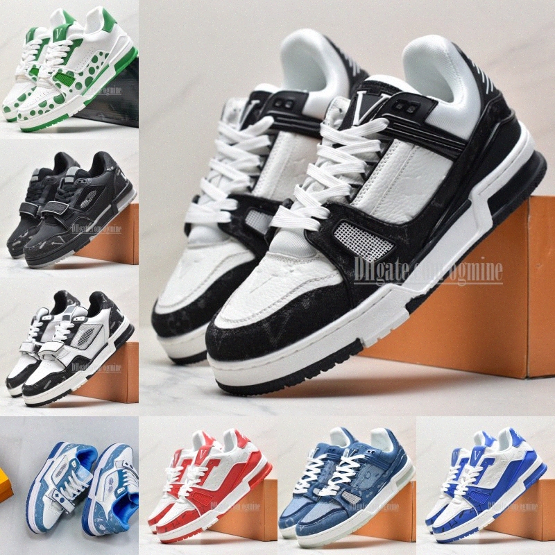 

Designer flat sneaker virgil trainer runner shoes denim canvas leather abloh white green red blue letter overlays fashion platform for mens womens low sneakers 36-45, 21