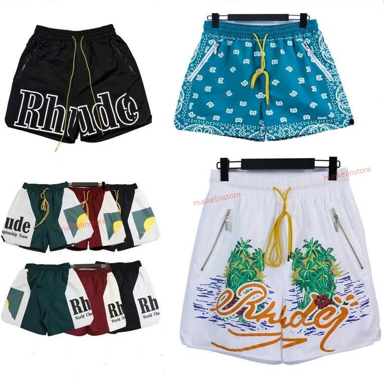 

womens Men Limited Rhude Shorts Summer Swim Short Knee Length Hip Hop High Street Sports Training Beach Pants Mens Elastic Waist, C1