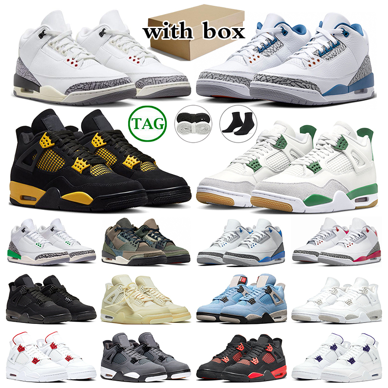 

with box black cat 4s basketball shoes lucky green 3s jumpman 4 Red Thunder Sail Purple Metallic White Cement Reimagined 3 Racer Blue mens trainers women sneakers, 13