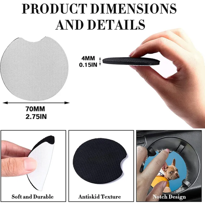 Sublimation Blank Car Coasters Mat Pad Round Opening Blank Coasters Used for DIY Crafts Coaster 0518