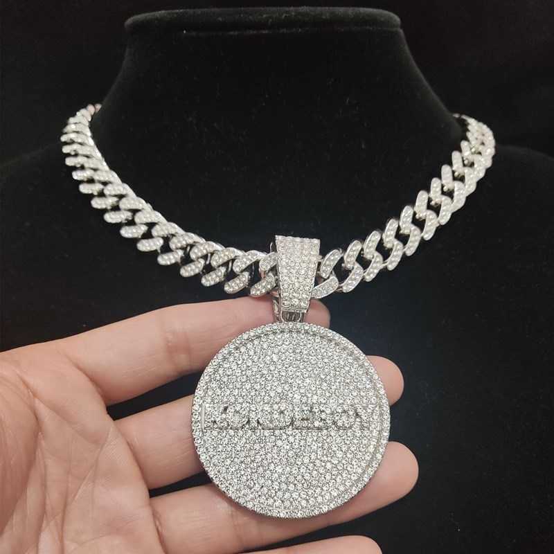 TOP Pendant Necklaces Men Women Hip Hop Konde Boy Letters Necklace 13mm Cuban Chain Hiphop Iced Out Bling Fashion Charm Jewelry 230613