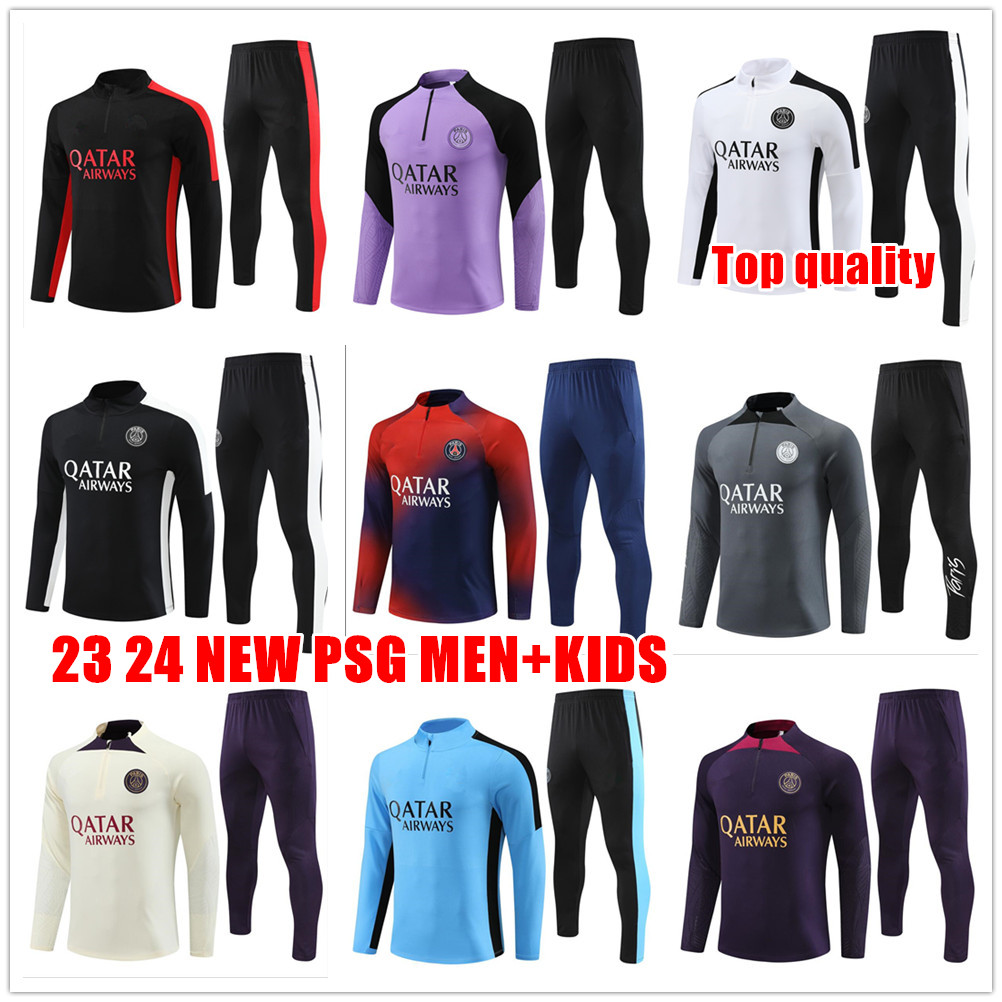 

2023 2024 NEW psgs Tracksuits soccer jersey football training kit survetement 23 24 Men kids kit Long sleeved tracksuit shirt foot chandal futbol tuta jogging top, 01