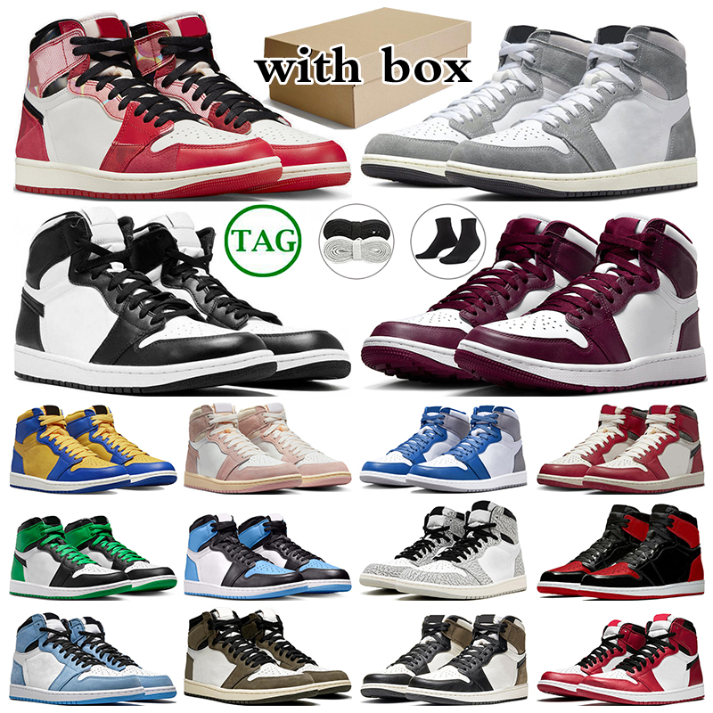 

with box jumpman 1 basketball shoes 1s mens trainers women sneakers Washed Heritage Bordeaux UNC Toe True Blue Reverse Laney Dark Mocha sports outdoor shoe, 13