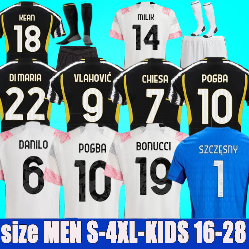 

2023 2024 DI MARIA CHIESA Soccer Jerseys POGBA MILIK 23 24 VLAHOVIC DANILO KEAN LOCATELLI ARTHUR BONUCCI CUADRADO McKENNIE Men Kids Kits Football Shirts juventus top, 23-24 away kids