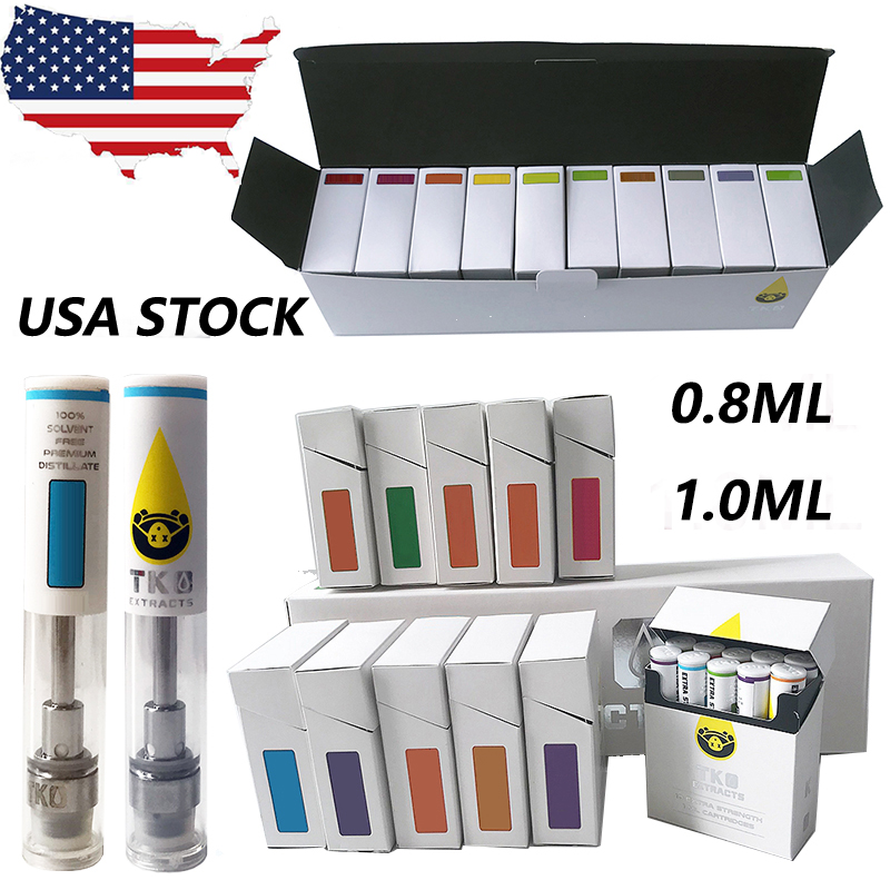 

TKO Vapes Cartridges Packaging Atomizers Vape Carts 0.8ml 1ml Ceramic Coil Glass 510 Thick Oil Dab Vaporizer E Cigarette USA Stock