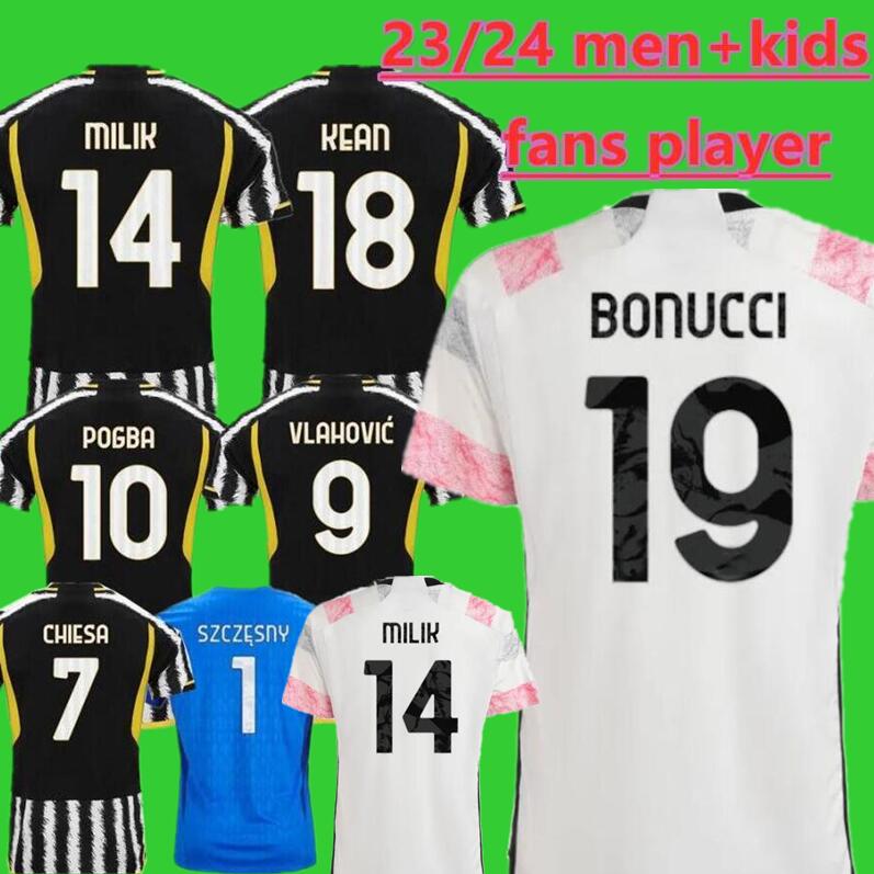 

DI MARIA VLAHOVIC soccer jerseys 22 23 24 home away MILIK KEAN POGBA CHIESA McKENNIE LOCATELLI goalkeeper SZCZESNY 2023 2024 Kits men Kids unifor juventus fans player