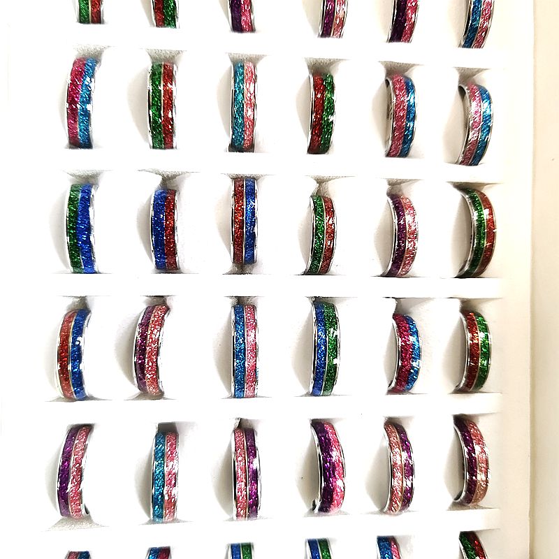 

30 pcs/batch wholesale color dual color combination shiny and simple alloy men's and women's rings fashion jewelry batch