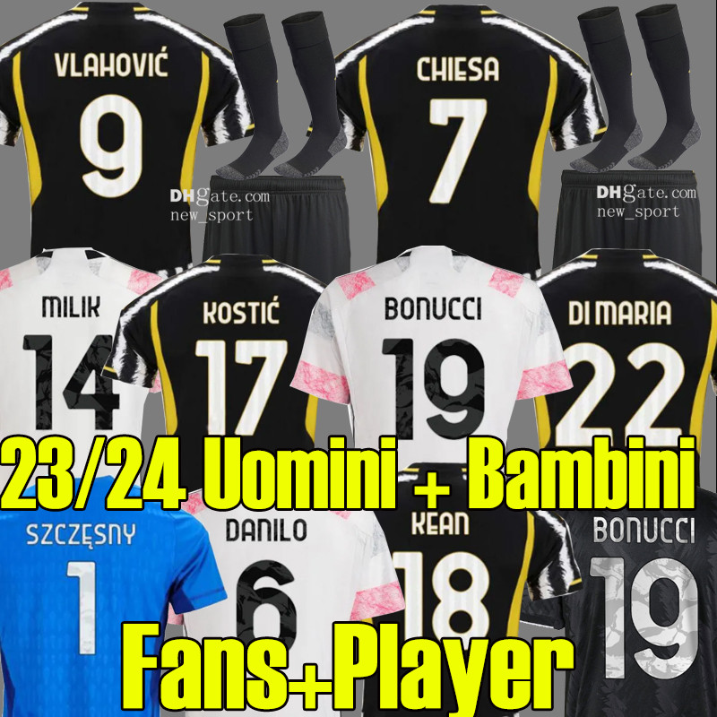 

4XL 23 24 New VLAHOVIC Soccer jerseys Fans version MILIK DI MARIA 2023 2024 KEAN POGBA CHIESA INZAGHI JuVe Ntus ZIDANE DEL PIERO POGBA CHIESA McKENNIE Football shirt, 23 24 home patches