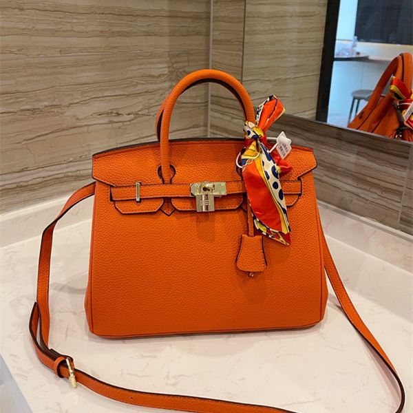 

Luxury Women Handbag Real Leather Shoulder Bags Fashion Design Hand Palmprint Message Bag Purse, Orange