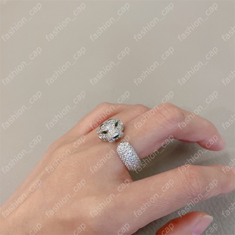 

Luxury Leopard Head Ring Designer Jewelry Women Mens Diamond Wedding Rings Fashion Gold Silver Ring High Quality Good