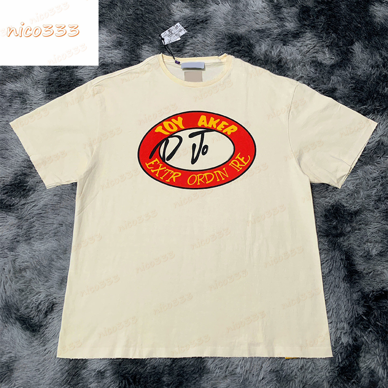 

23ss GA Depts toy workers stamping letters printed pattern round neck loose cotton hundred with men women short sleeve, #01
