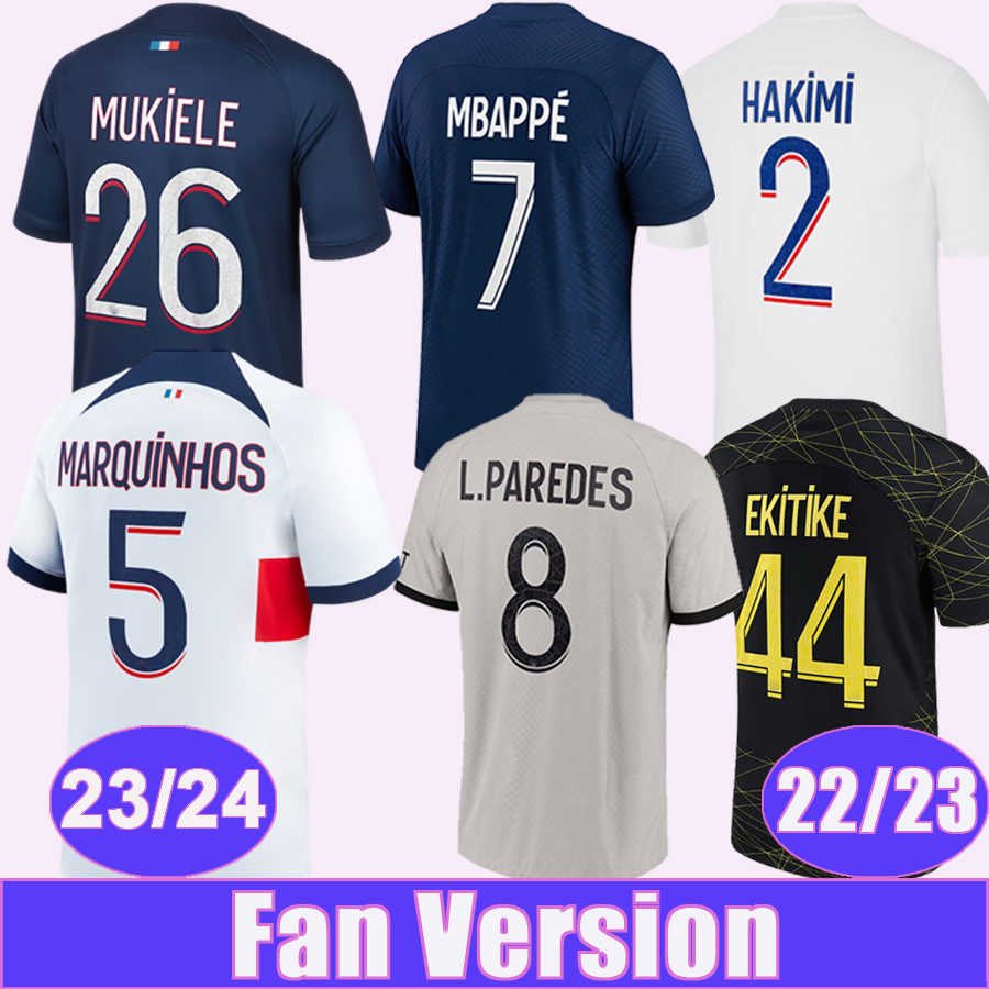 

23 24 MBAPPE ICARDI Mens Soccer Jerseys 22 23 SERGIO RAMOS Home Away 3rd 4th Football Shirt VERRATTI KIMPEMBE DRAXLER Short Sleeve Uniforms, Qm9281 22 23 home no patch