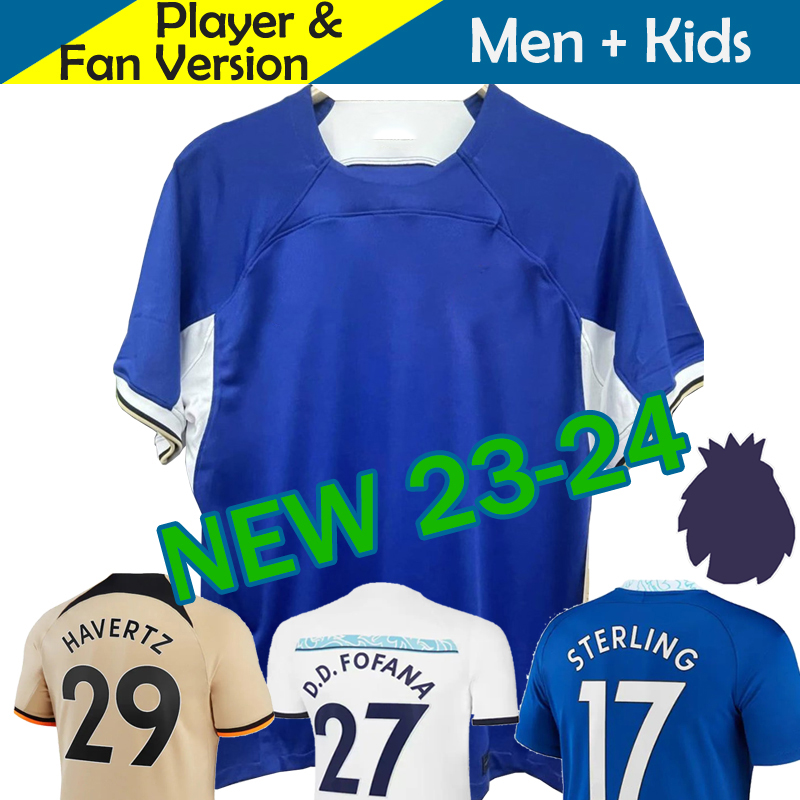 

23 24 CFC Soccer Jerseys Kids Kit Player Version ENZO FERNANDEZ MOUNT STERLING HAVERTZ 2023 2024 Football Shirt Away Third 3rd PULISIC JOAO FELIX KOVACIC KANTE JAMES, D 23-24 kids home rfef patch