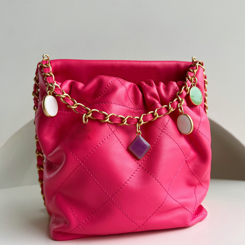 

Designer Shoulder Bag Lambskin Small Bucket Bag 17cm Luxury Small Shopping Bag High Imitation Chain Bag With Box ZC137