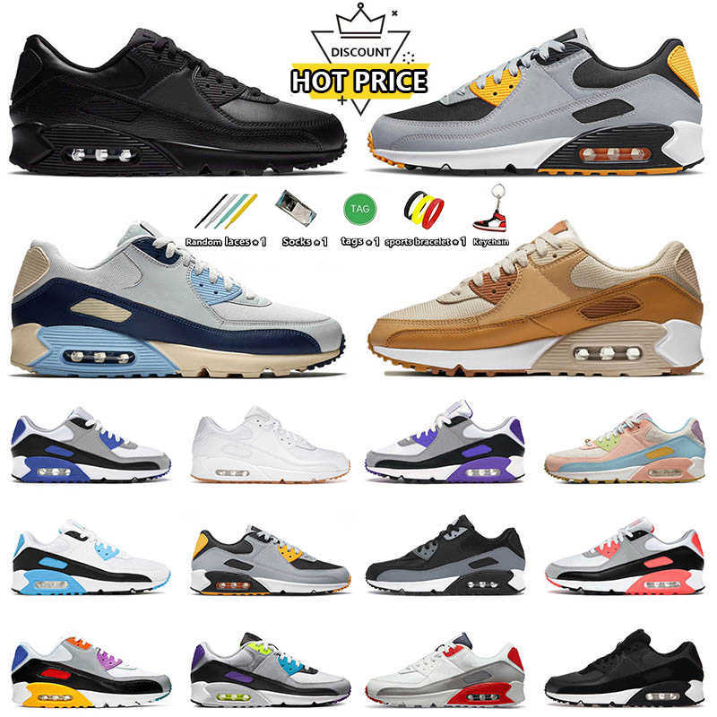 

Designer 90 90s classic Running shoes Men Women Air Black White Cool Grey Wolf Grey Icons Camo Valentines Day women mens trainers outdoor Sports Sneakers with box, Mesh triple black