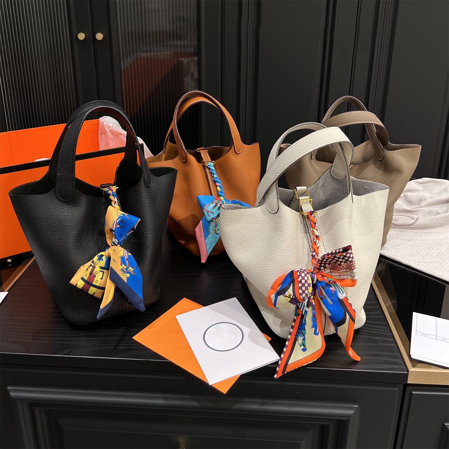 

Picotin Bag Designer Bucket Bag Locks Tote Basket Bucket Handbag Women Shoulder Real Leather Fashion Bag 5A Quality 3Size, Color 5