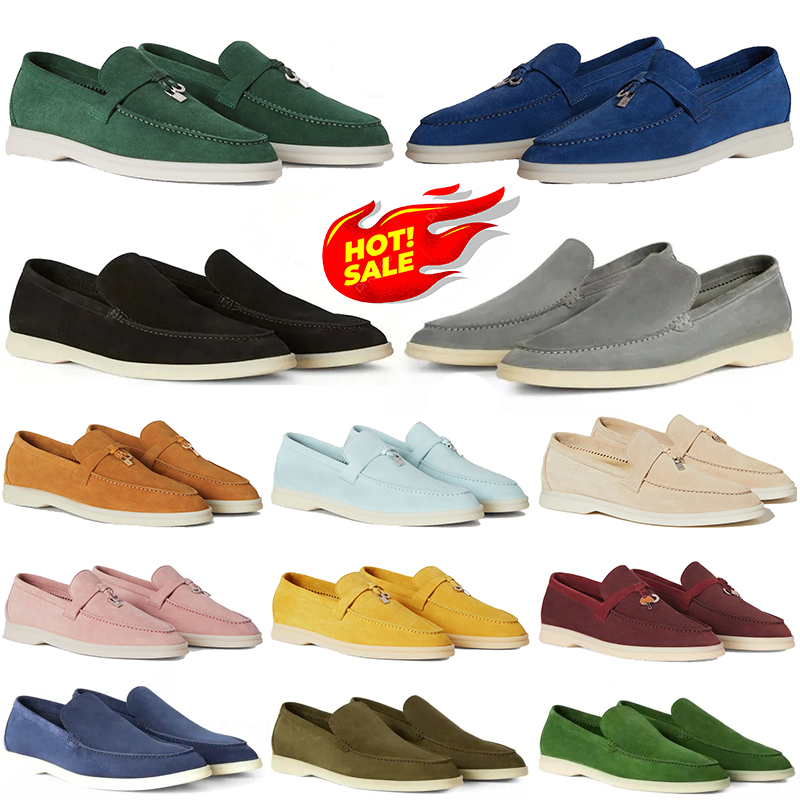 

loro piana casual shoes for men women Summer Charms Walk Suede Moccasins Leather Loafers black beige designer sneakers mens womens outdoor sports trainers 35-42, Item#10