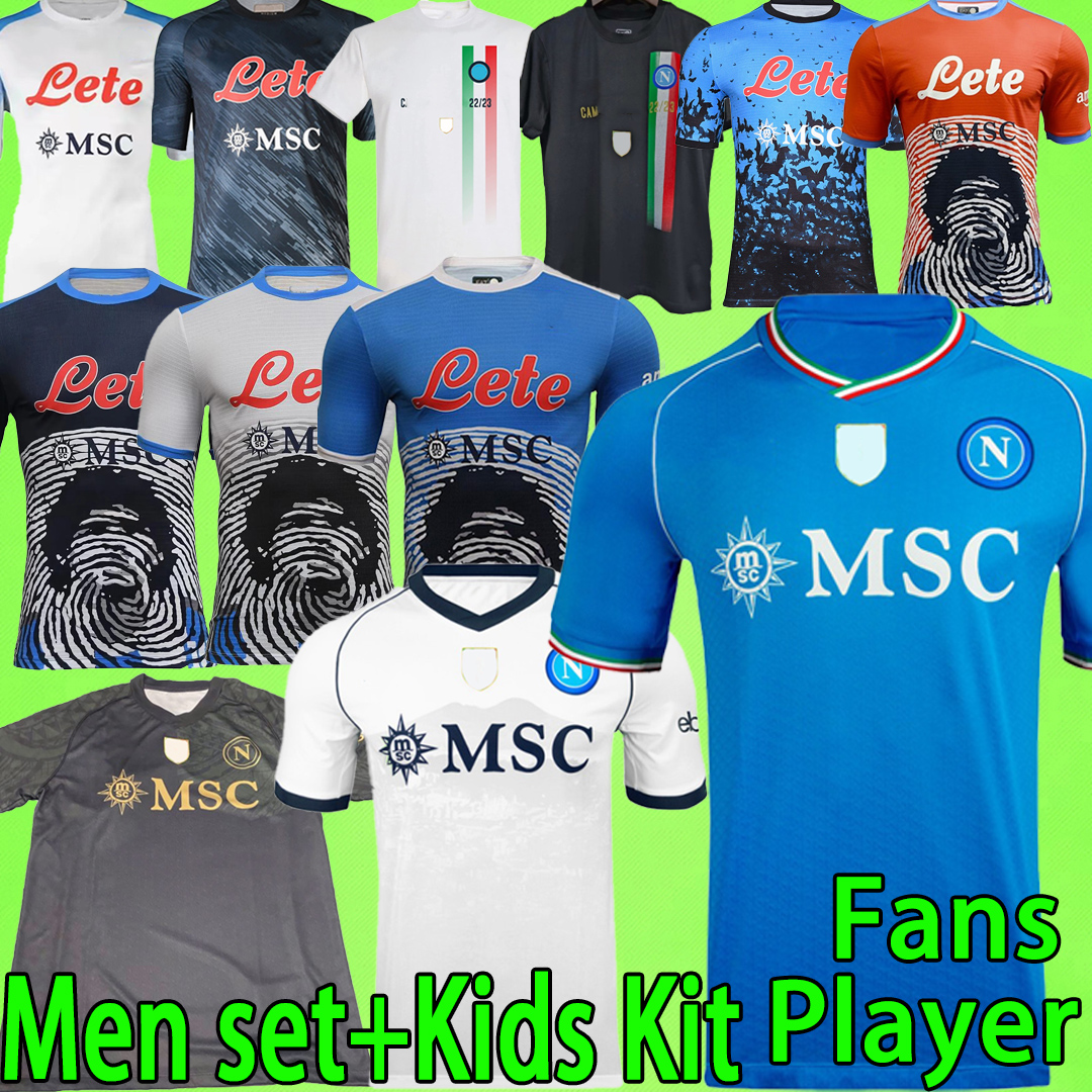 

2023 2024 Napoli soccer jerseys player version MEN SETS KIDS KIT Naples 22 23 24 RASPADORI SIMEONE OSIMHEN KVARATSKHELIA MARADONA boys football shirt home away third, 23/24 home