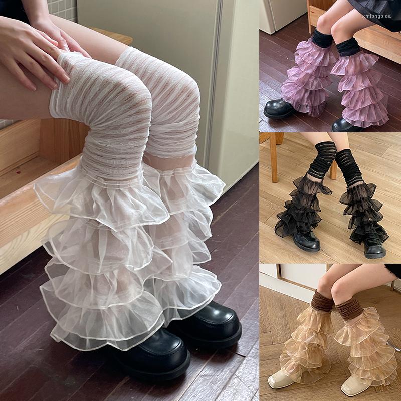 

Women Socks Ruffled Lace Patchwork Long Thigh High Stockings Boot Cuffs Cover For Streetwear Woman's Fashion, Note color