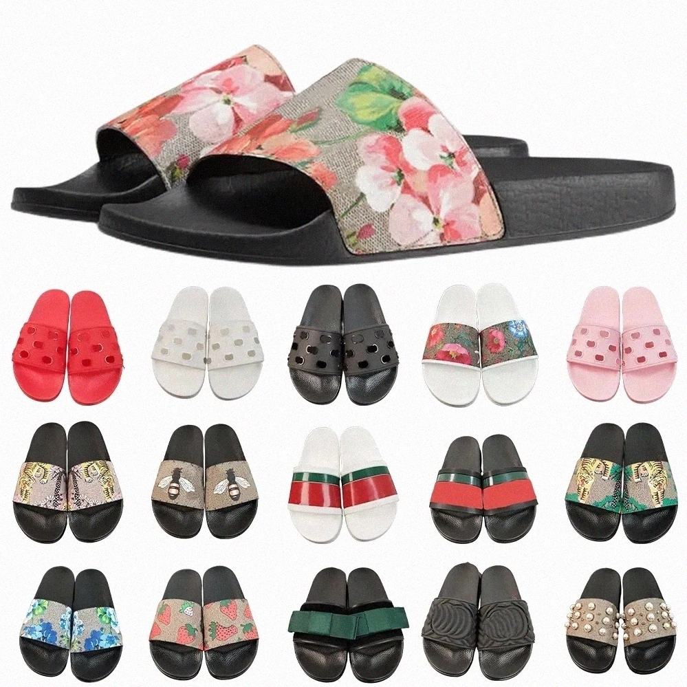 

Web Slides Sandal slippers Women Leather Rubber black floral Strawberry print web rubber slide Canvas green flowers Summer Flat SlippergaZa#