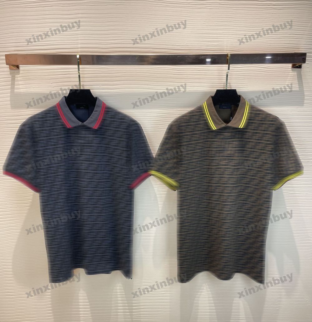 

xinxinbuy Men designer Tee t shirt 23ss Double Letter print polo short sleeve cotton women black blue red M-3XL, Multi