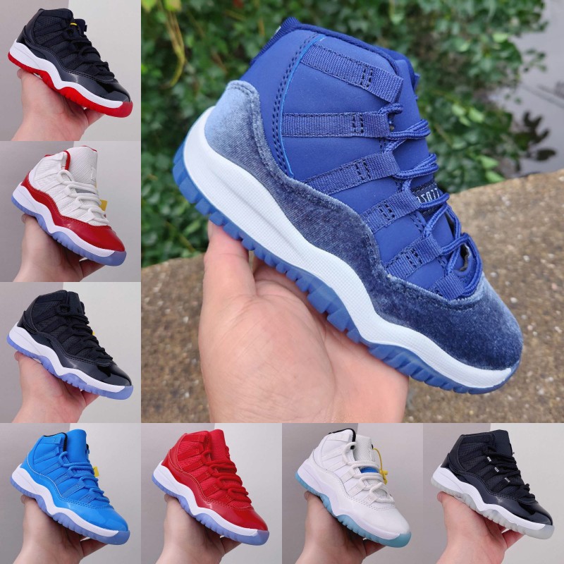 

Kids Jumpman 11 Velvet Heiress Red Blue Suede Cherry Kids Basketball Shoes 11S XI Cool Grey Bred Concord Spaces Jams Sneakers Sports Shoes Size 25-35, 22#