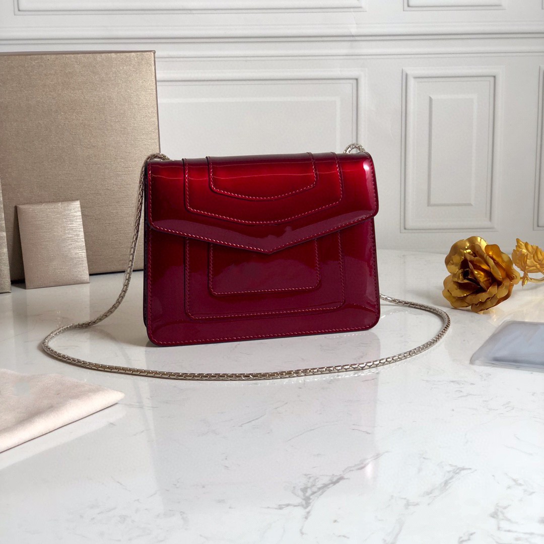 

Classic women's crossbody bag High-end quality shoulder bag patent leather material crystal clear simple fashion luxury low-key 20cm lightweight and convenient, Red