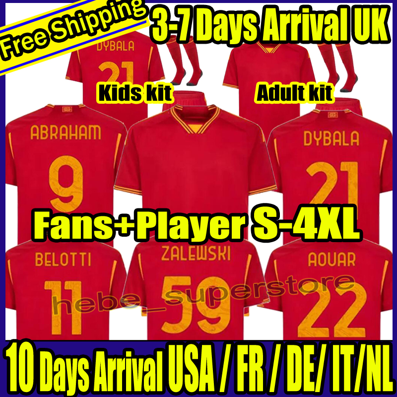 

S-4XL 23 24 DYBALA romas Soccer jerseys Pellegrini belotti CELIK Abraham AOUAR EL SHAARAWY 2023 football shirts MANCINI KUMBULLA men kids kit EL SHAARAWY uniforms, 23-24 home