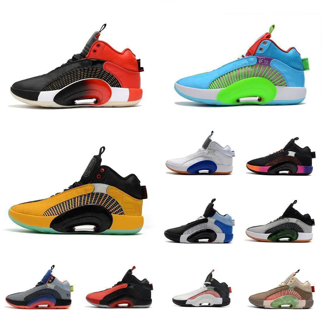 Retro womens 35 xxxv low basketball shoes kids mens 35 xxx5 sneakers quai54 Wolf Grey Pure White Pre-heat Red Black with box