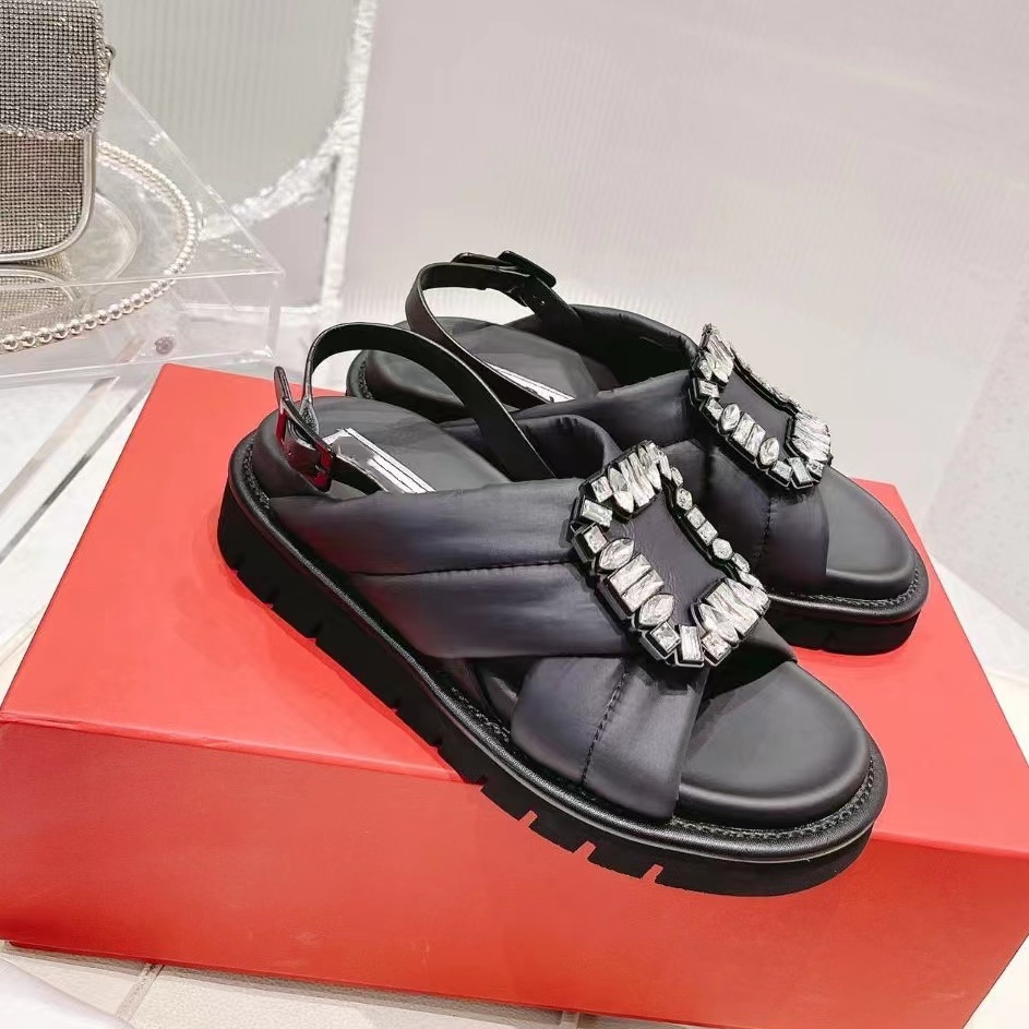 

Designer Sandals Women Monolith Roman Foam Rubber Platform sandal padded nappa leather lug tread slides luxury Bread slippers Summer Cutout Buckle Beach Shoes with