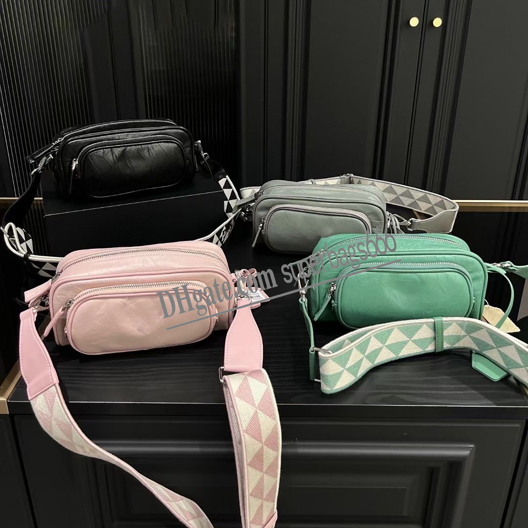 

prad Nappa antique leather multi-pocket top-handle bag shoulder bag Enameled metal triangle logo purses Designer Luxury women crossbody tote bags