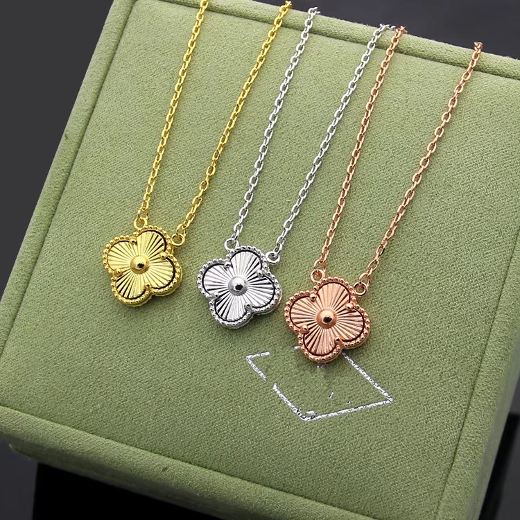 

Shiny Luxury original designer Girls 15mm flower pendant choke necklace elegant women Love 18K rose gold silver logo engrave chain Fashion summer Jewelry