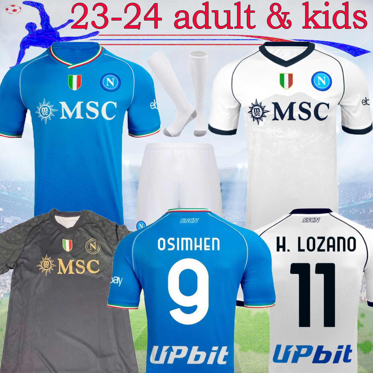 

23 24 Naples soccer jerseys 2023 Maradona napoli home away Fans player Koulibaly Adults and kids kit 4TH ZIELINSKI INSIGNE KVARATSKHELIA football shirts 16-XXL, 23-24 away fans
