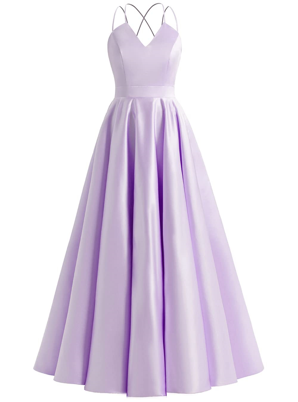 Long Sweety Formal Evening Dresses Deep V-Neck Criss-Cross Spaghetti A-Line Satin Sexy Backless Plus Size Prom Party Gowns 26