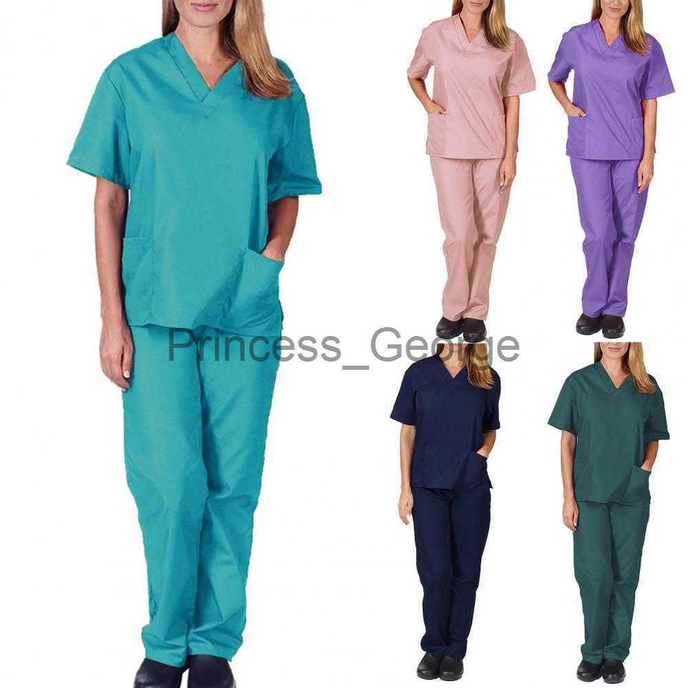Others Apparel 1 Set Nurse Uniforms Women Men Work Clothing Suits Unisex Short Sleeve Nurse Top Pants Women Scrubs Set uniformes clinicos mujer x-image-884314064