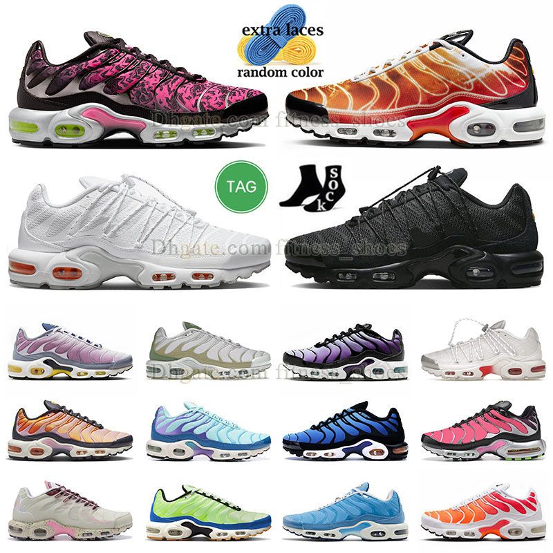 Nike Air Max Plus TN hommes chaussures de course TNS triple blanc Orange Violet raisin noir rouge jaune or coucher de soleil Tiffany Designer sne