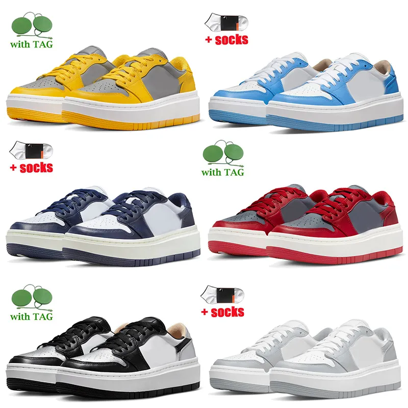 

Jumpman 1s Casual Shoes 1 low Elevate Rubber platform Designer University Blue Wolf Grey Red Midnight Navy loafers Women Mens Sneakers Trainers 36-45 With Box