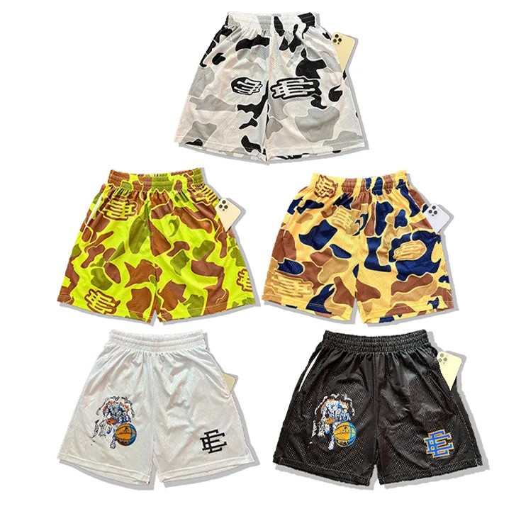 

Eric Emanuel Mens Designer shorts Mesh Quick Dry With printed EE Shorts Street Style Tide Knee Length Pants Fitness Mens EE Basic Casual Beach Shorts Unisex Clothing, Orange
