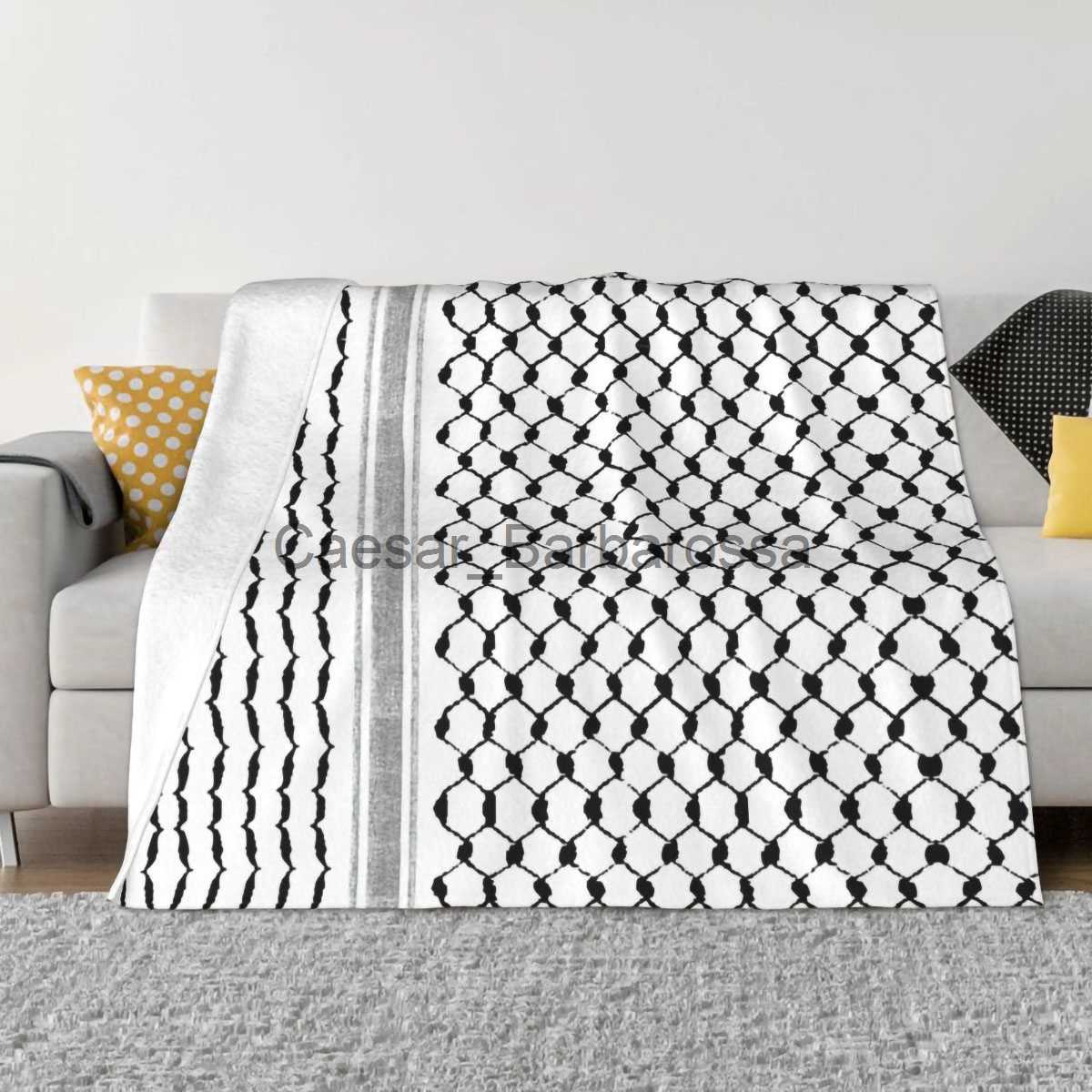 Blankets Palestinian Hatta Kufiya Folk Fleece Throw Blanket Palestine Keffiyeh Design Blankets for Sofa Outdoor UltraSoft Plush Quilt L260603-image-884615108