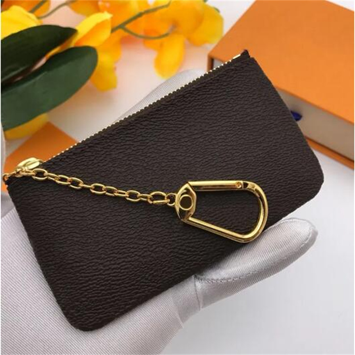 

Key Wallets Genuine Leather luxury Designer Womens mens Card holder coin purse wallet Key pouch convenient keychain retro Coin Purses CardHolder tote bag, Black flowers