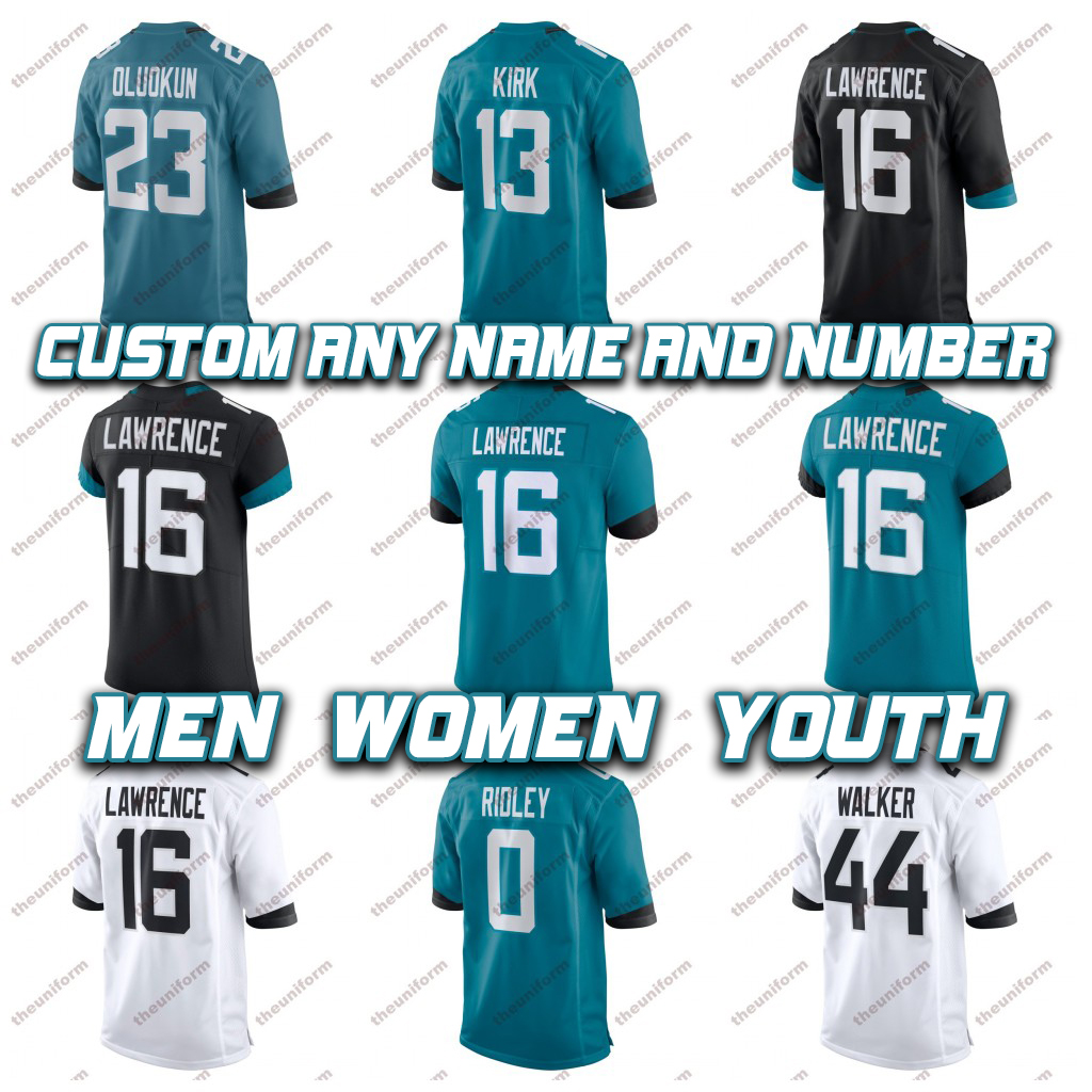 

Custom Mens 16 Trevor Lawrence American Football Jerseys 1 Travis Etienne Jr 13 Christian Kirk 7 Zay Jones Womens Youth Football Jersey Size -5XL, Youth 1