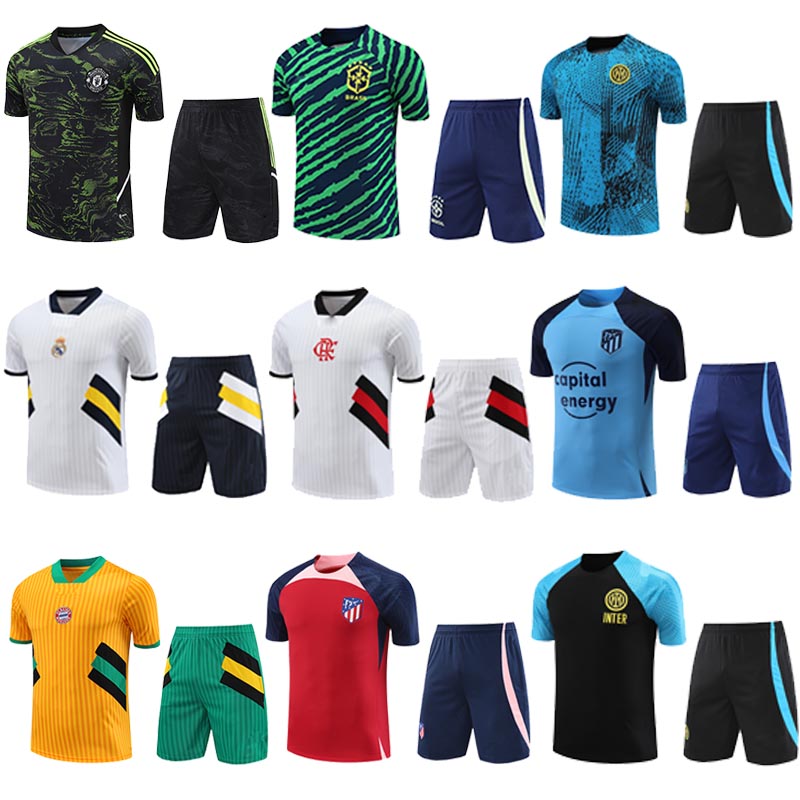 

23 24 Atletico Madrids arsen England Real Madrids Bayern Man Utd Inter Milan Brazil training vest Short sleeve tracksuit adult Gunners training suit, 112