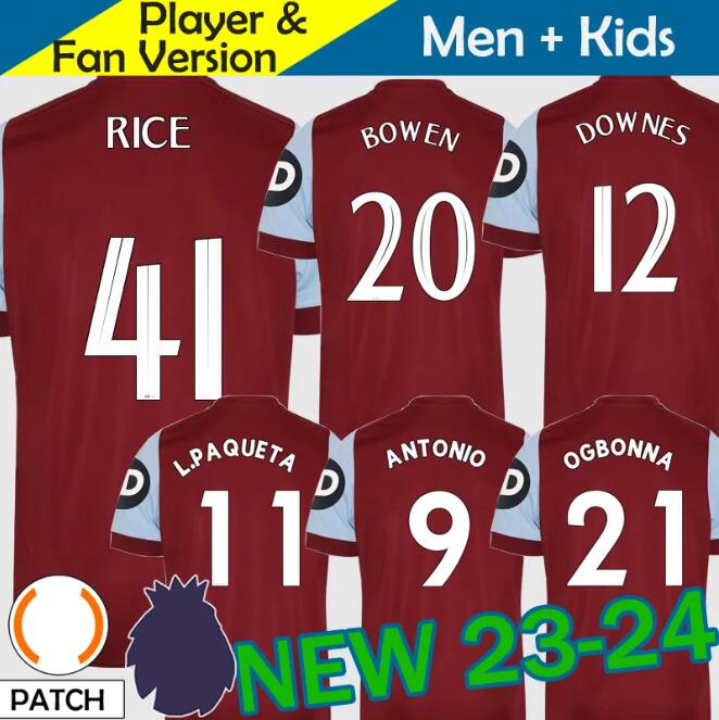 

wEsT HaMs Soccer Jersey Final Prague 2023 2024 BOWEN RICE SCAMACCA 22 23 24 Football Shirts Men UnITeDS BENRAHMA ANTONIO FORNALS LANZINI PAQUETA White Third 3rd Home, 23 24 home adult