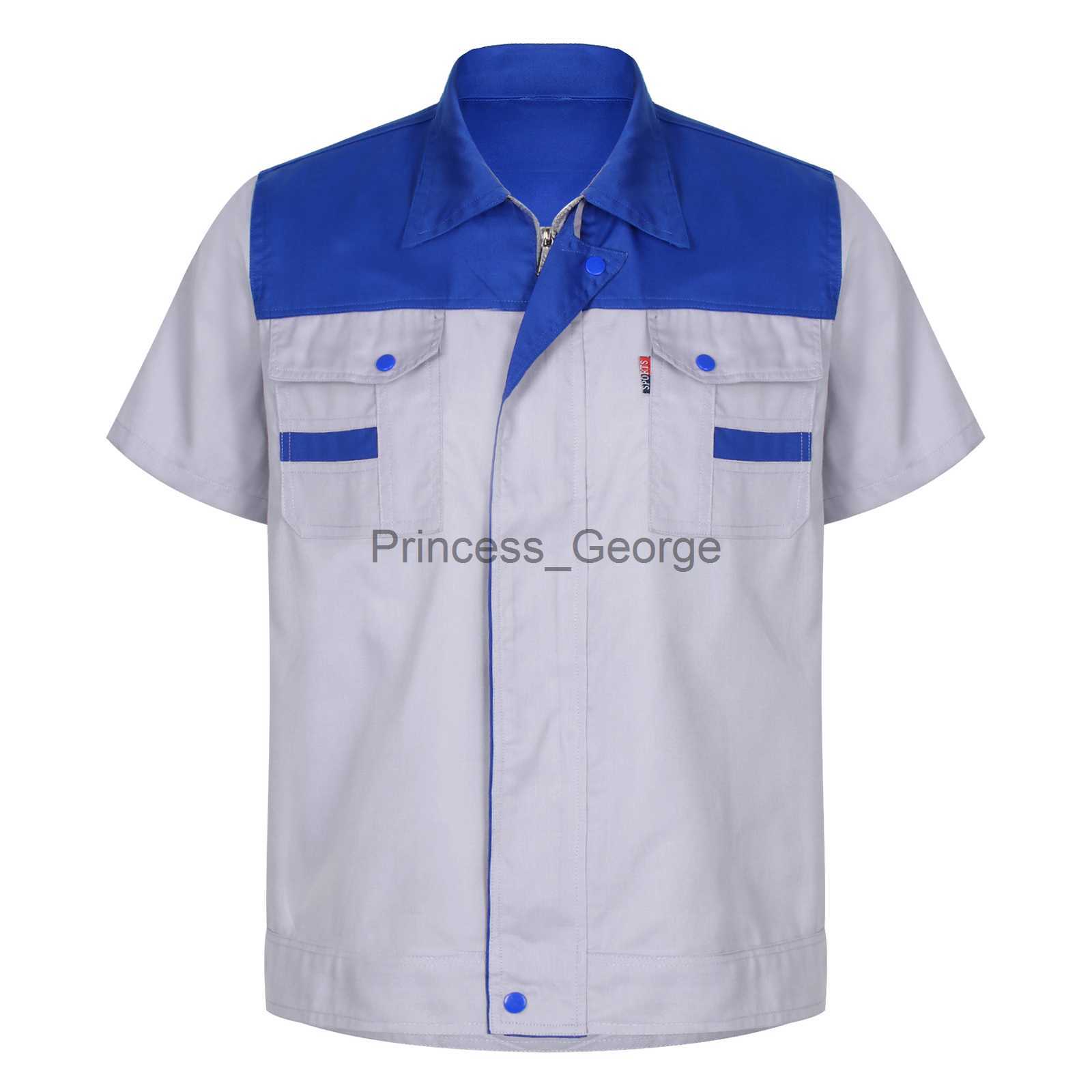 Others Apparel Men Women Short Sleeve Work Coat Workshop Shirts Motor Mechanic Uniform with Twopocket Tshirts Man Workshop Overalls Top x0711-image-883901686